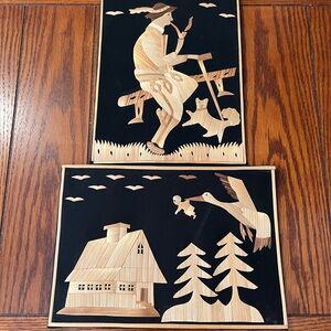 Wooden Art Panels with Black Background